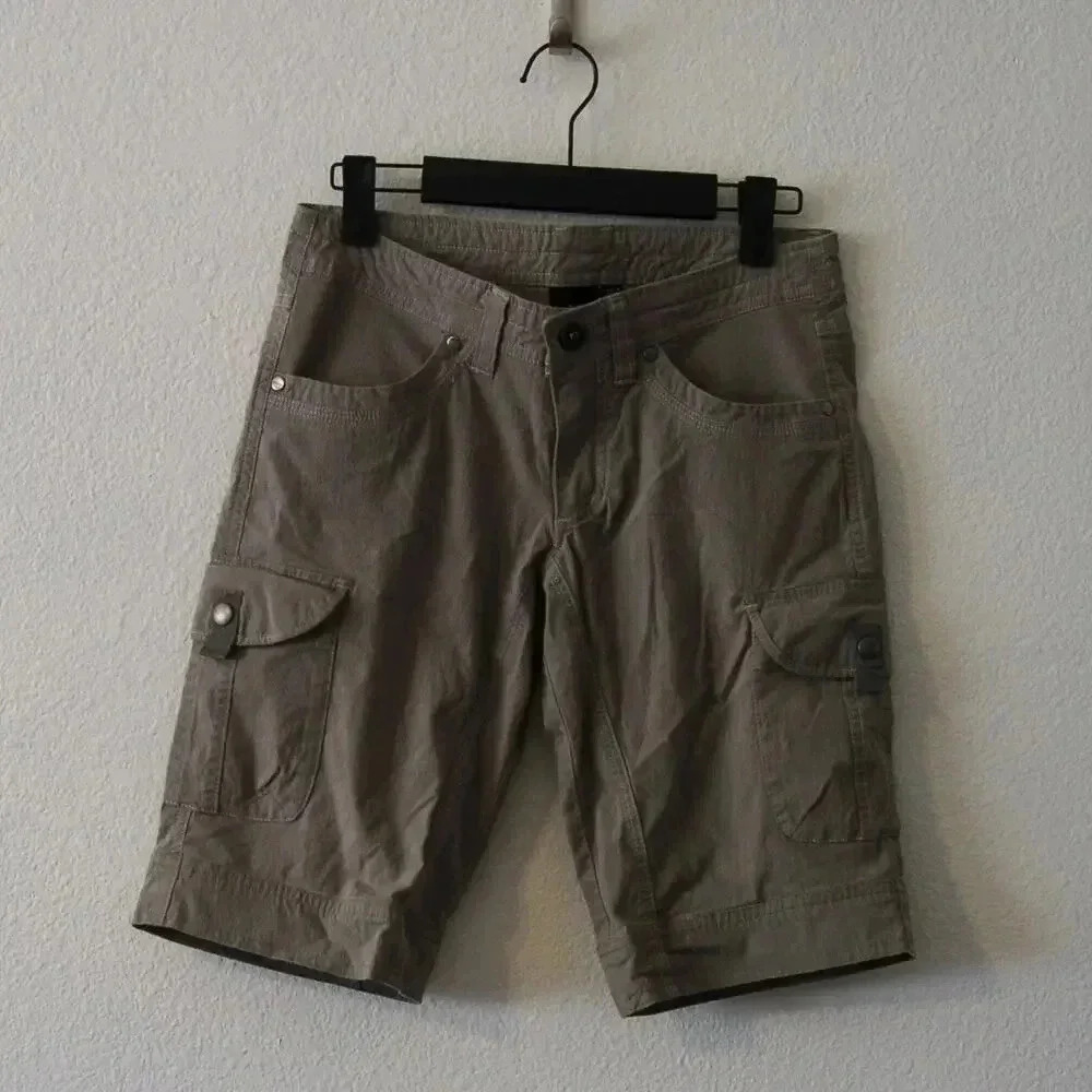 Kuhl Womens 2‎ Capri Pants Beige Cargo Pockets Camping Hiking Outdoor Gardening